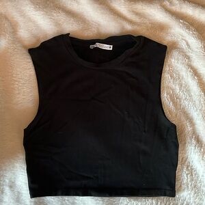 Zara Black Sleeveless Crop Top